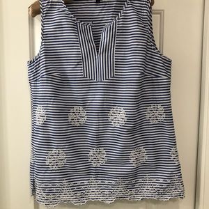 Stripy lacey sleeveless blouse